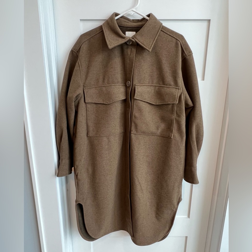 HM Long Shirt Jacket Greenish-Brown size small
